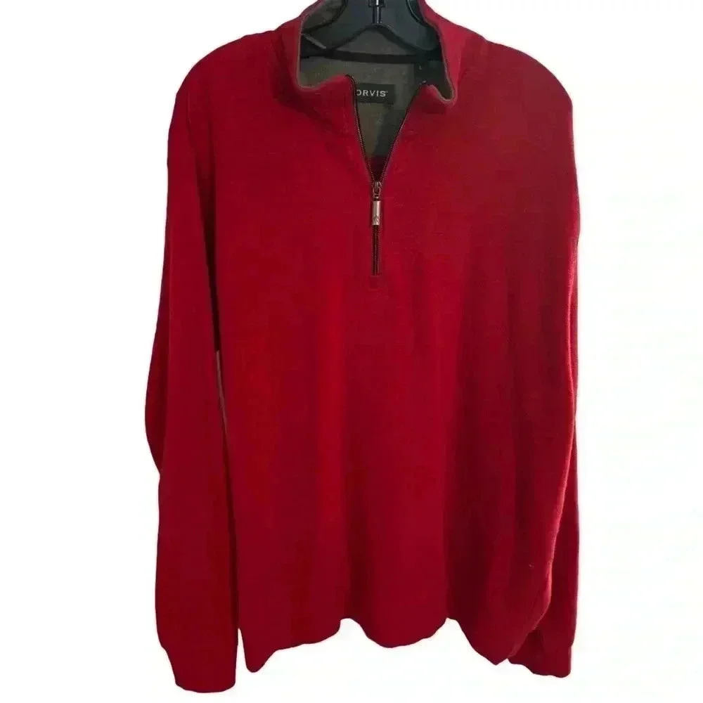Orvis 1/4 zip men’s red cotton pullover size Large excellent condition